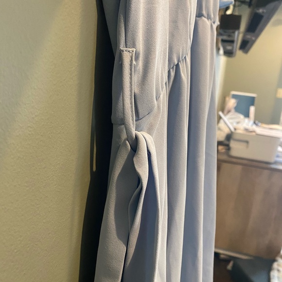 Elegant, Womens Dress.. Flutter Sleeve, Belted, Light Blue- SHEIN Wrap Dress - Picture 6 of 7